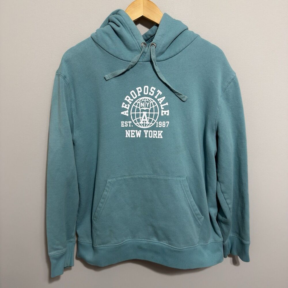 Aeropostale NY Women's Hooded Sweatshirt Size XL Blue Pullover Hoodie